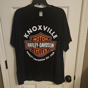 Harley-Davidson Black T-Shirt with Orange & White Knoxville Shield Logo